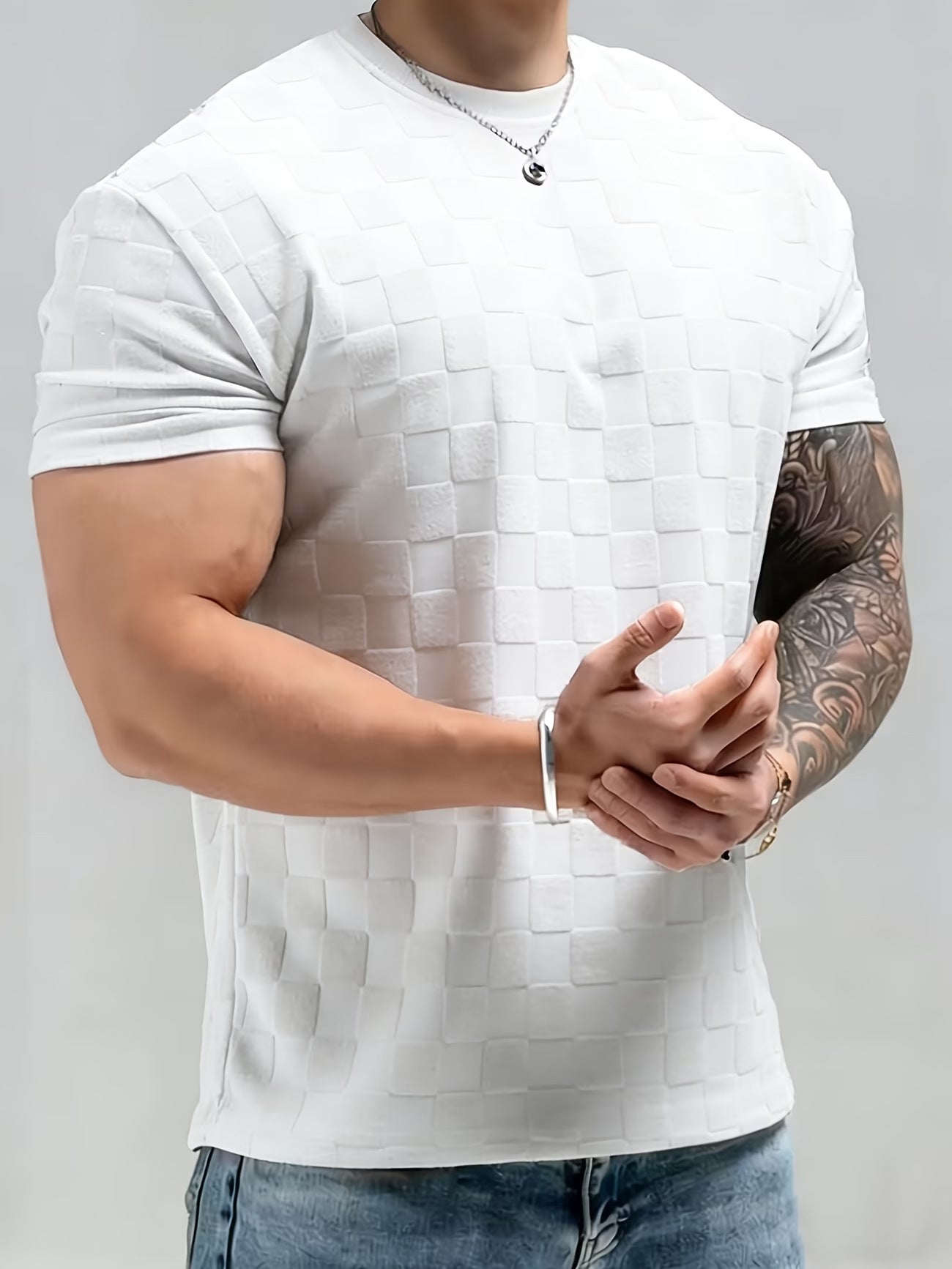 Chemise à manches courtes Jacquard pour hommes