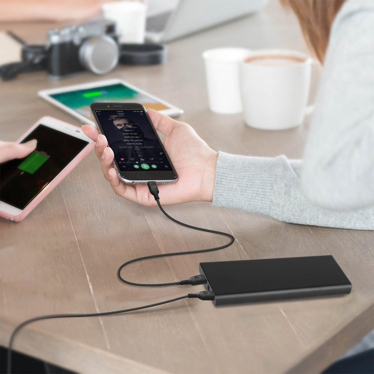 1Pc 20000mAh Power Bank Chargeur de batterie externe portable avec double sortie USB