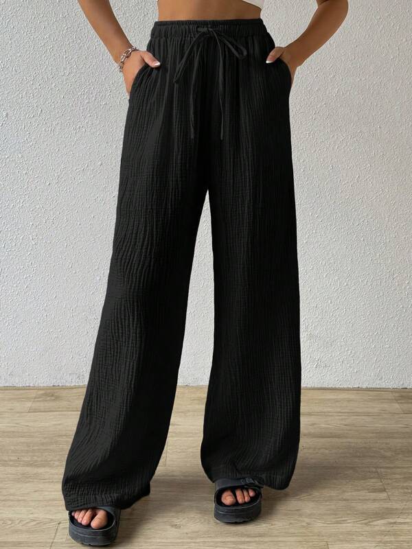 L'Europe et les États-Unis Amazon Fashion Women's Elegant Joker Elastic Casual Solid Col