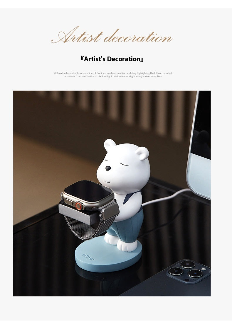 Wowu Original Design Bear Watch Charger Bracket Cartoon Ornements de literie anti-perte