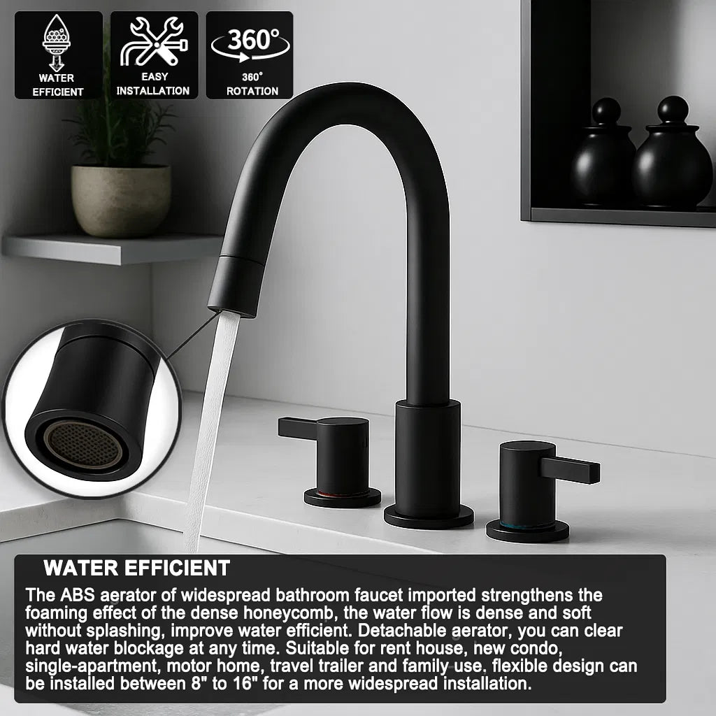 Robinet de salle de bain large de 8 pouces