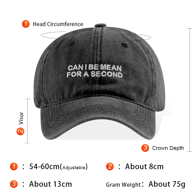 Casquette de baseball en coton lavé de la marine avec une citation en sassy