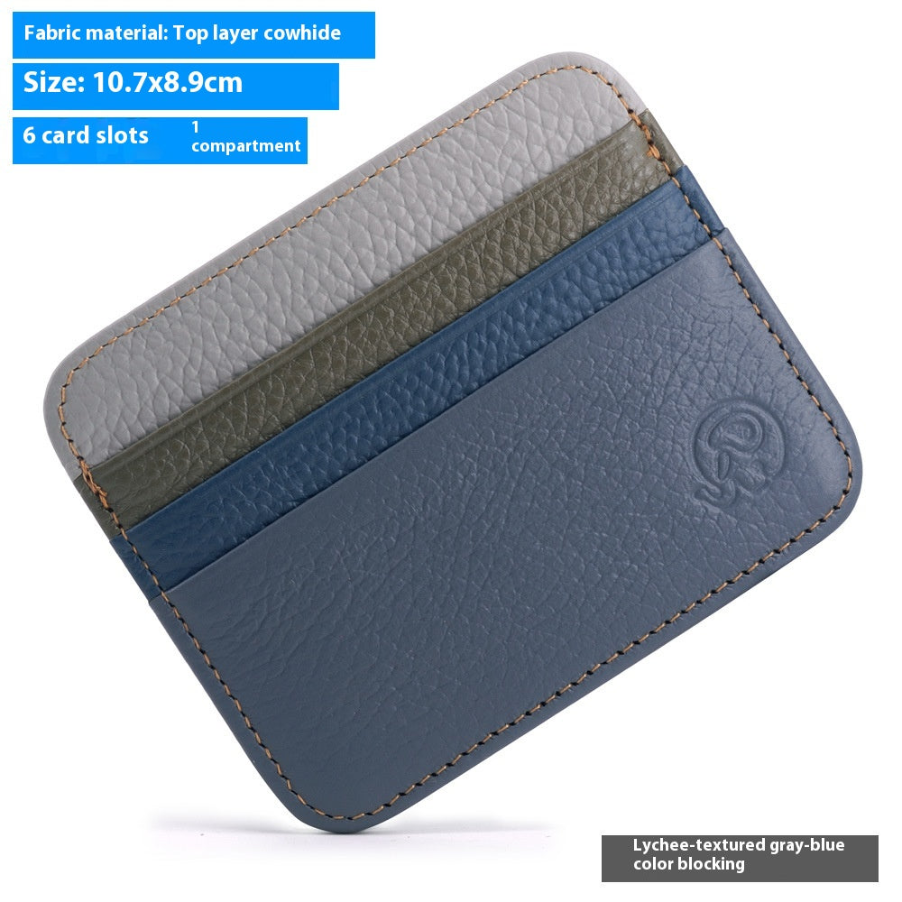 Petit éléphant rond Premier calque Coin de vache Purse véritable support de carte en cuir
