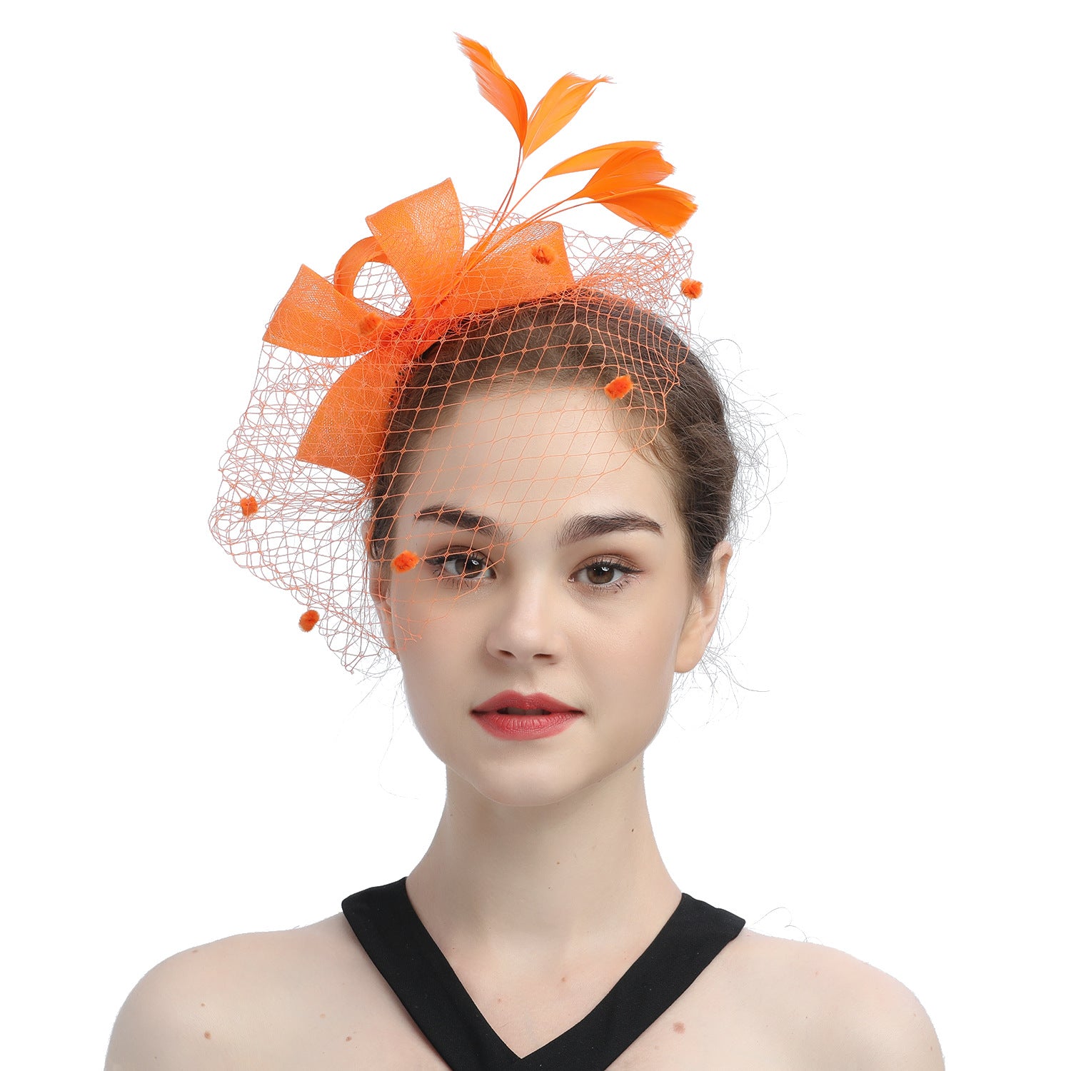 Mariée Veil Cheveux Bow Haut Chapeau Coiffure Fleur Couverture Face Mesh Head