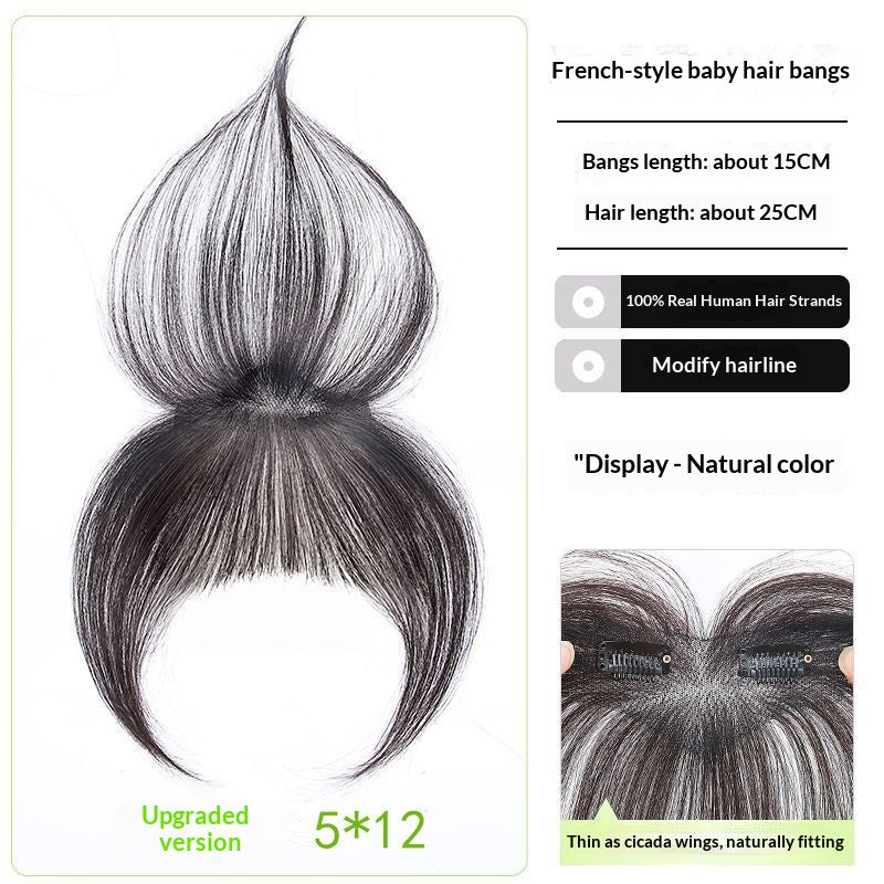 Women's Clip-In Bangs Hairpiece for Crown of Head