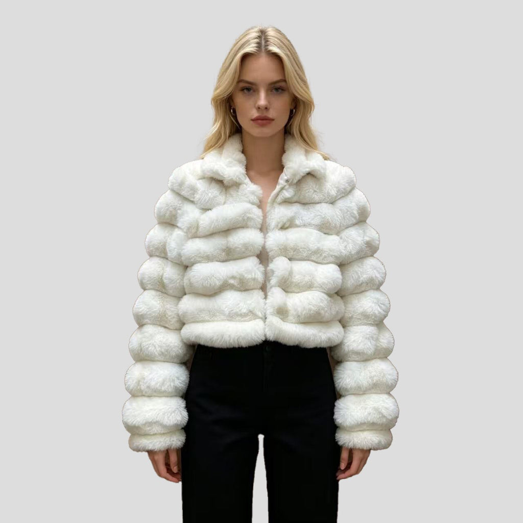 Style européen et américain Short Eco Friendly Fur Coatfashionable chaud avec cuir Lacine