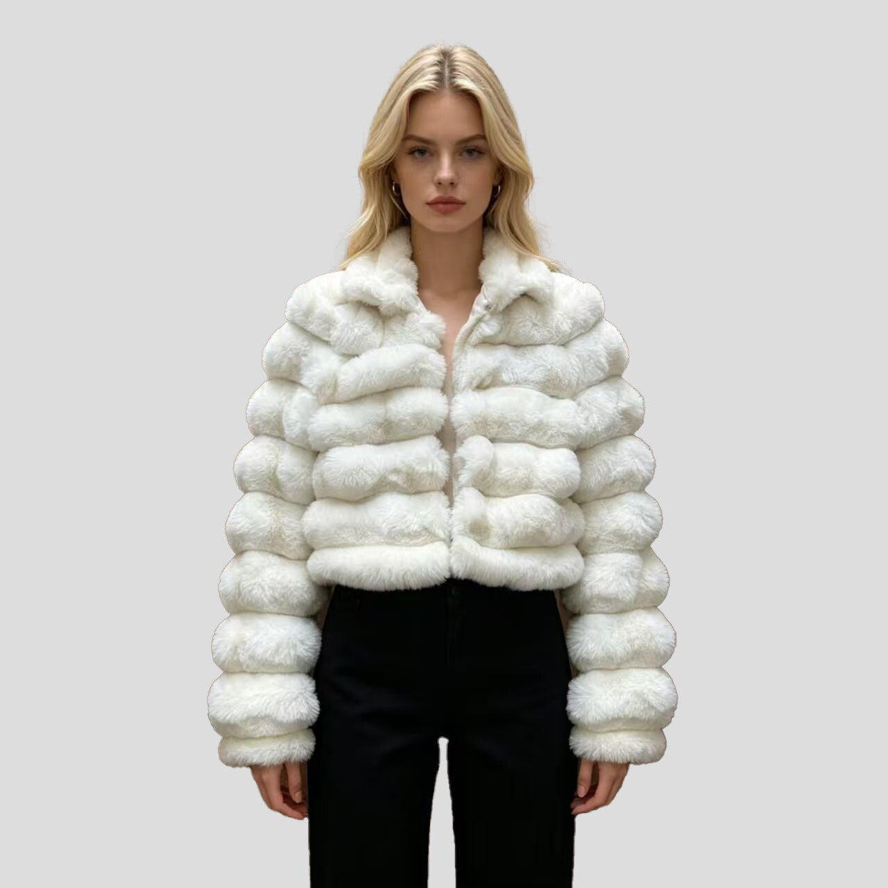 Style européen et américain Short Eco Friendly Fur Coatfashionable chaud avec cuir Lacine
