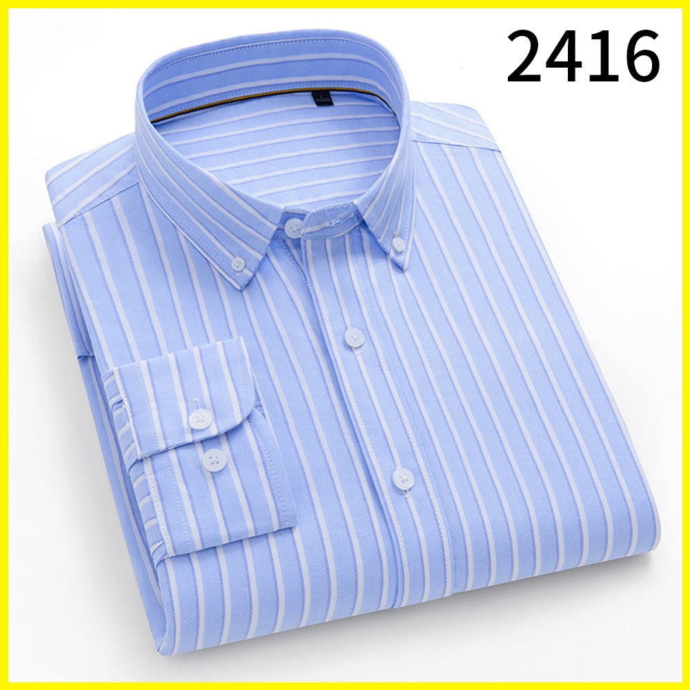 Chemise en coton à manches longues rayée pour hommes