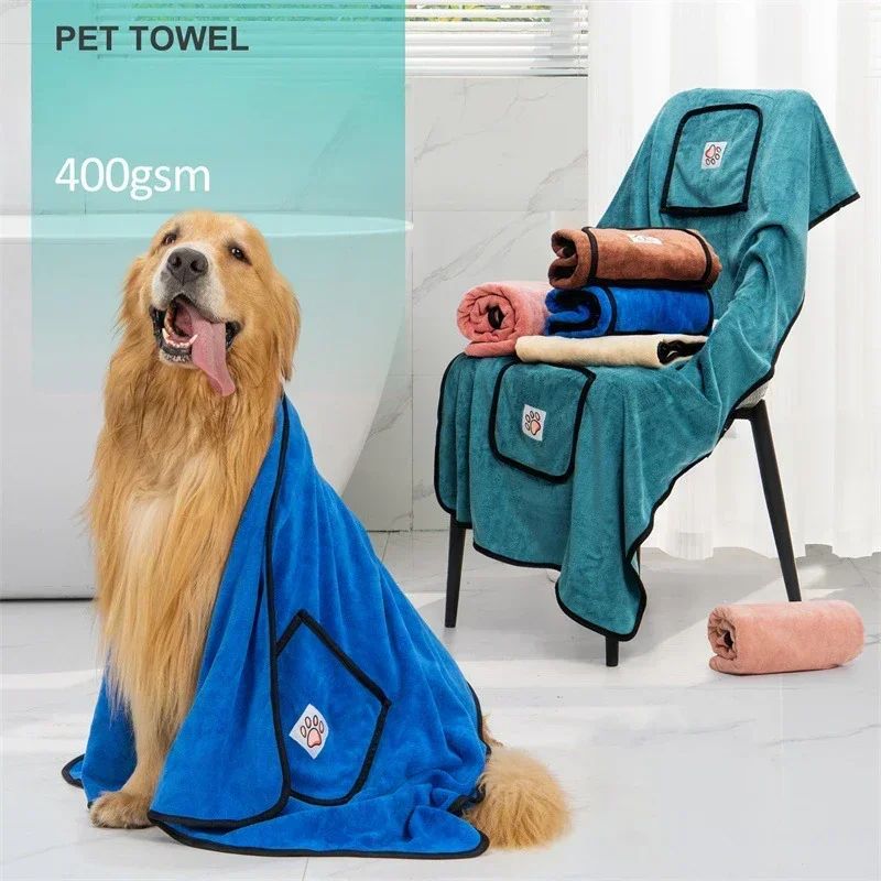 Serviette pour animaux chien peignoir eau absorbante et séchage rapide nettoyage beauté gant style poche
