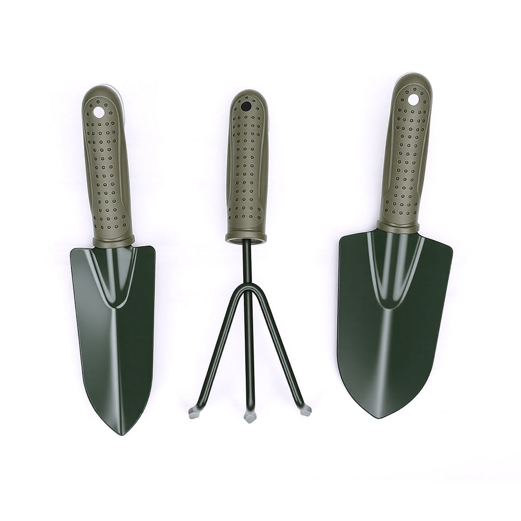 Ensemble d'outils de jardin poignée ergonomique large et étroit shovel 3 Râteau avec sac de rangement pour