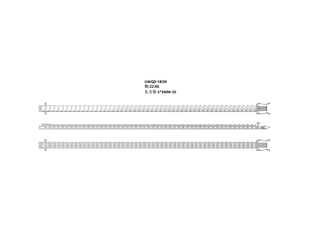 S925 Argent Sterling 5x3mm Baguette Coupe Moissanite Bracelet de tennis D Couleur VVS1 16-18-20cm