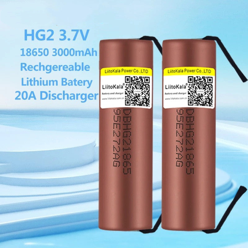18650 HG2 3000mAh 37V Batterie au lithium Batterie à décharge continue 20A