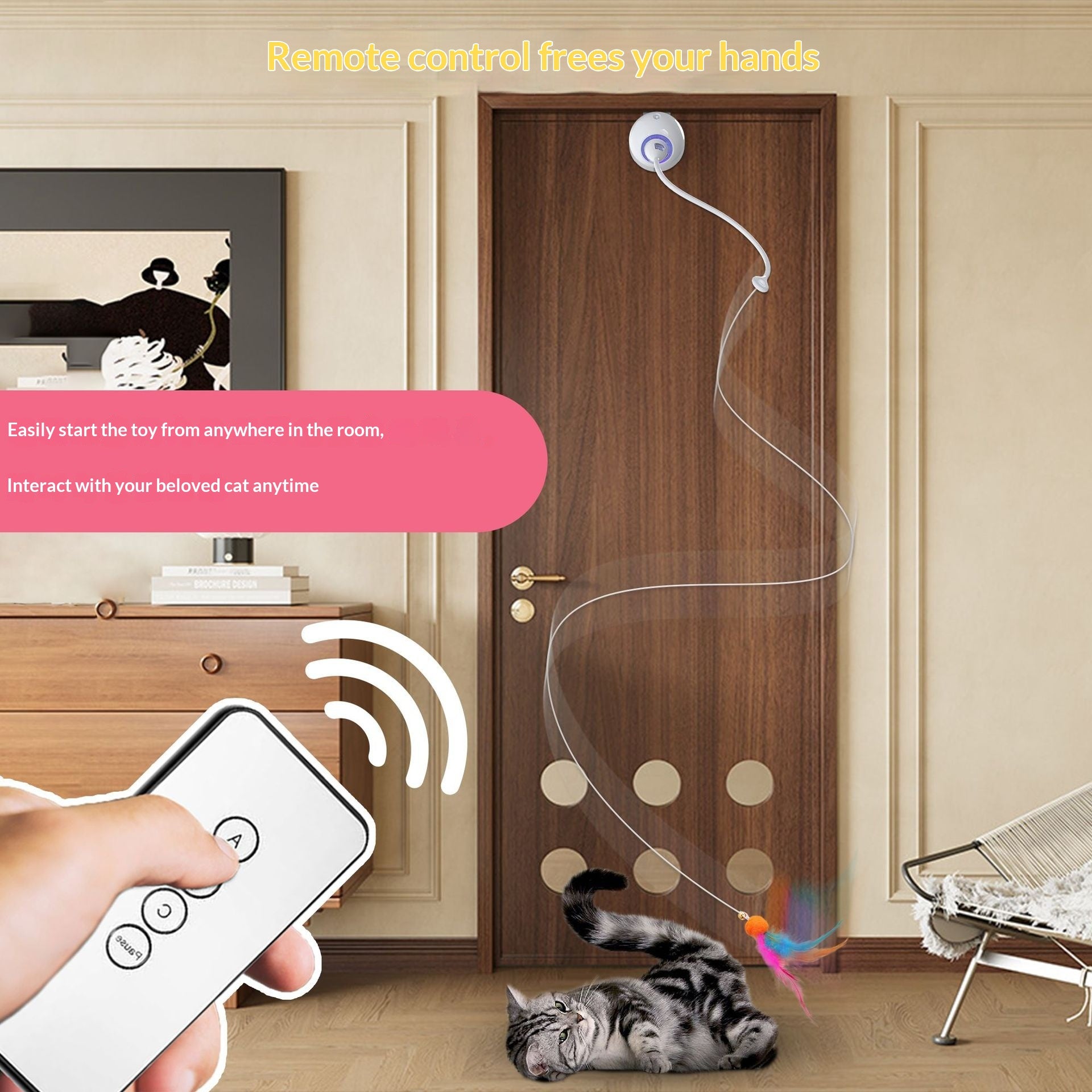 Smart Cat Teaser Stick Interactive Toy Porte suspendue à distance