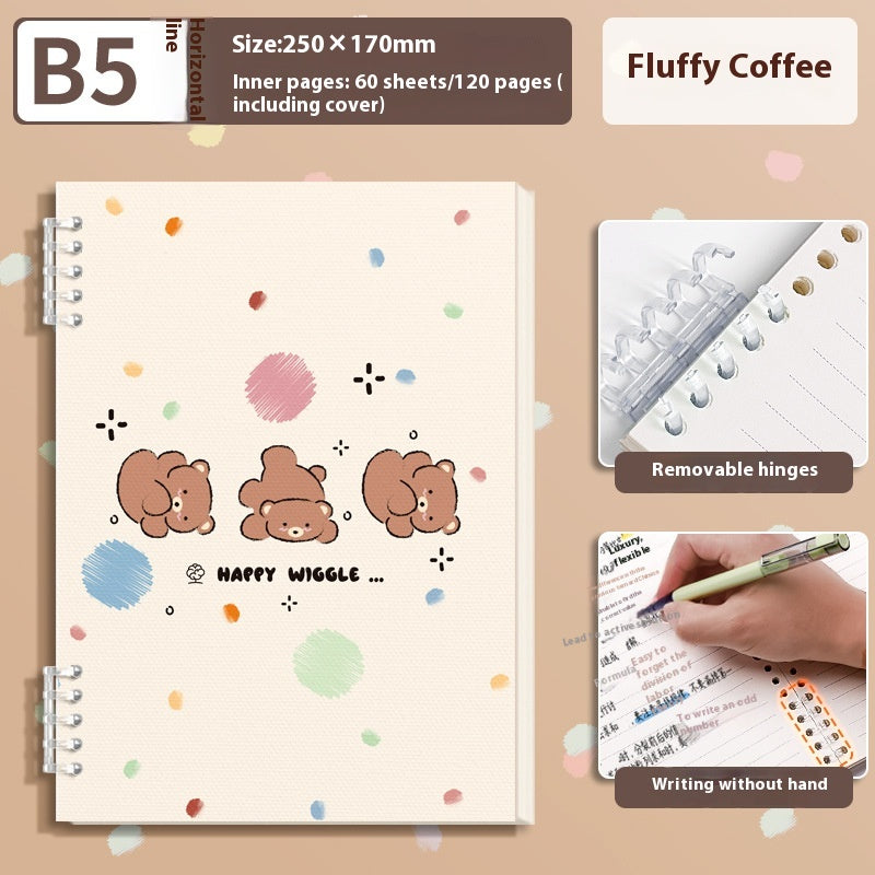 A5 Échelle de carnet de notes à feuilles longues épaissies Étudiante en livre mignon amovible