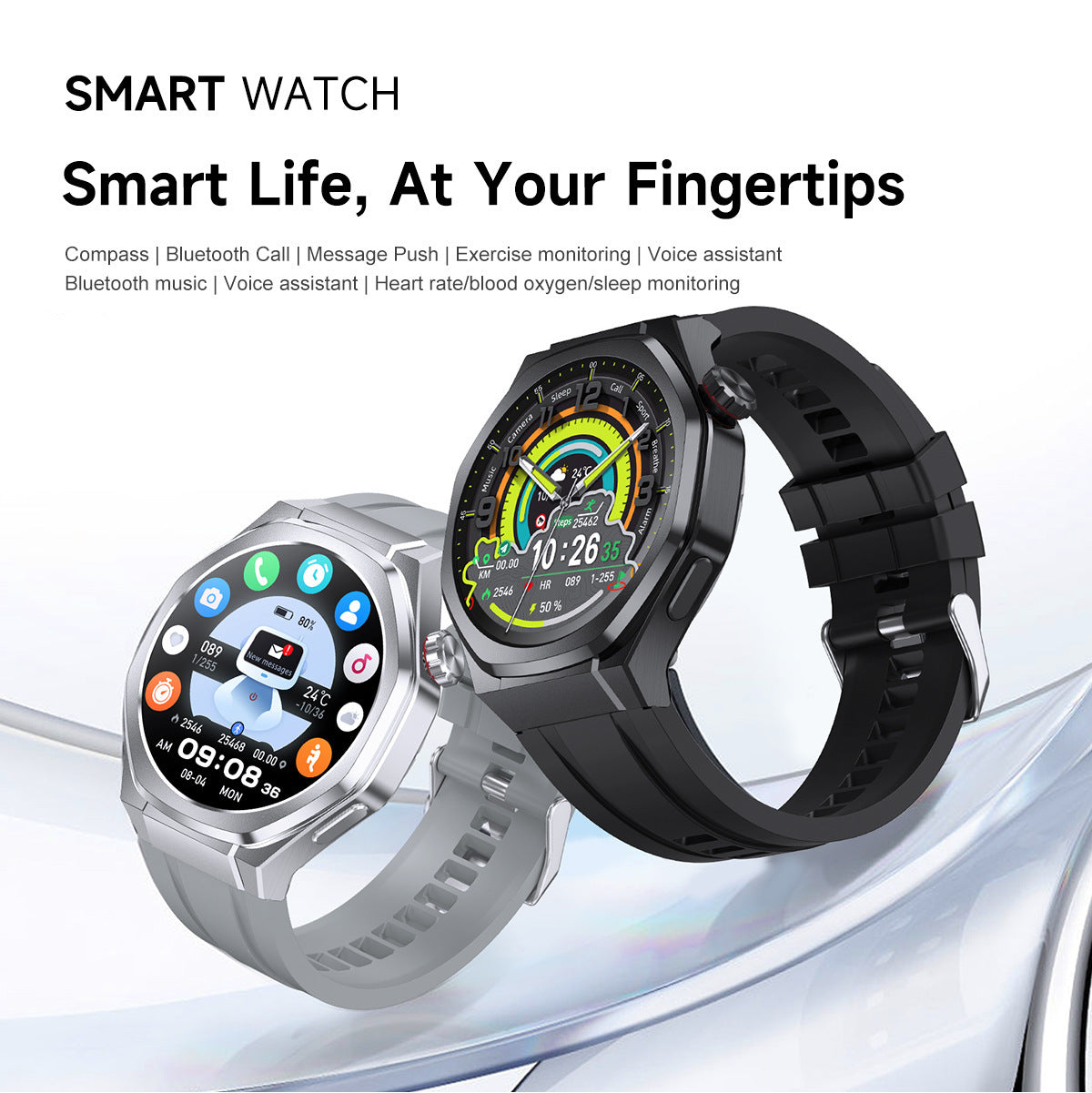 Smart Watch Bluetooth Appel de fréquence cardiaque surveillance du sommeil sports