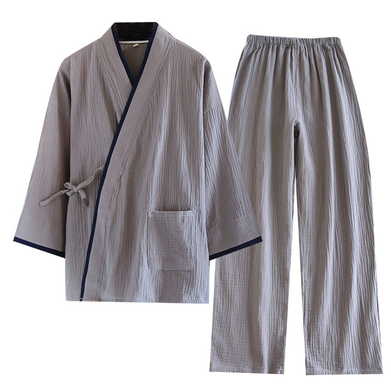 Hommes Kimono Hanfu Pure Cotton Gauze Pajama Set