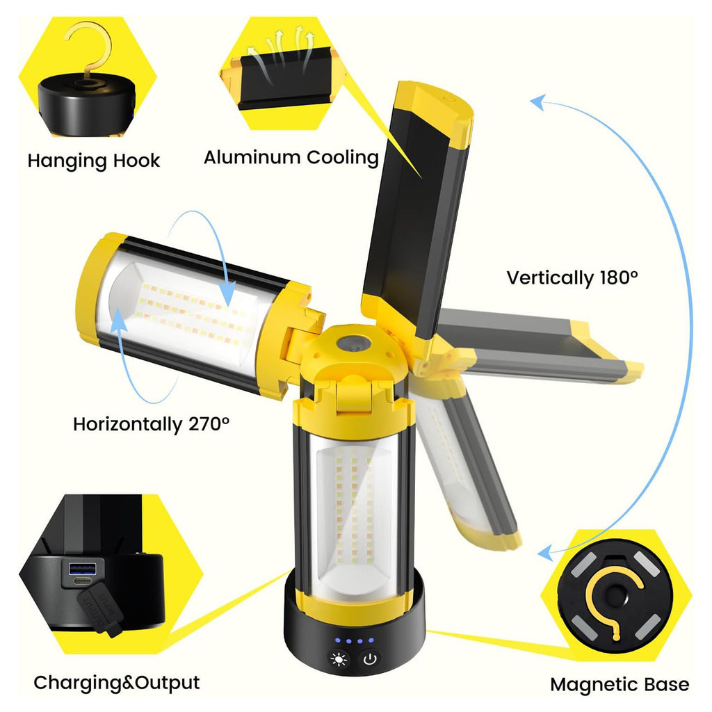 Lanterne de camping pliante multifonctionnelle avec lampe de poche Bracket