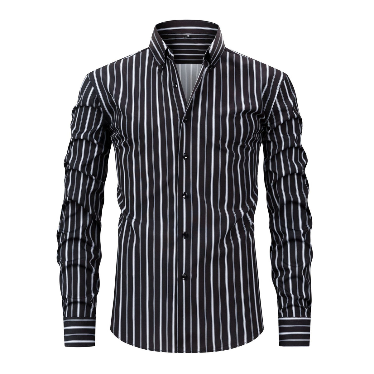 Jiana Quatre-Way stretch imprimé numérique rayé manches longues Lapel hommes chemise-comme homme S