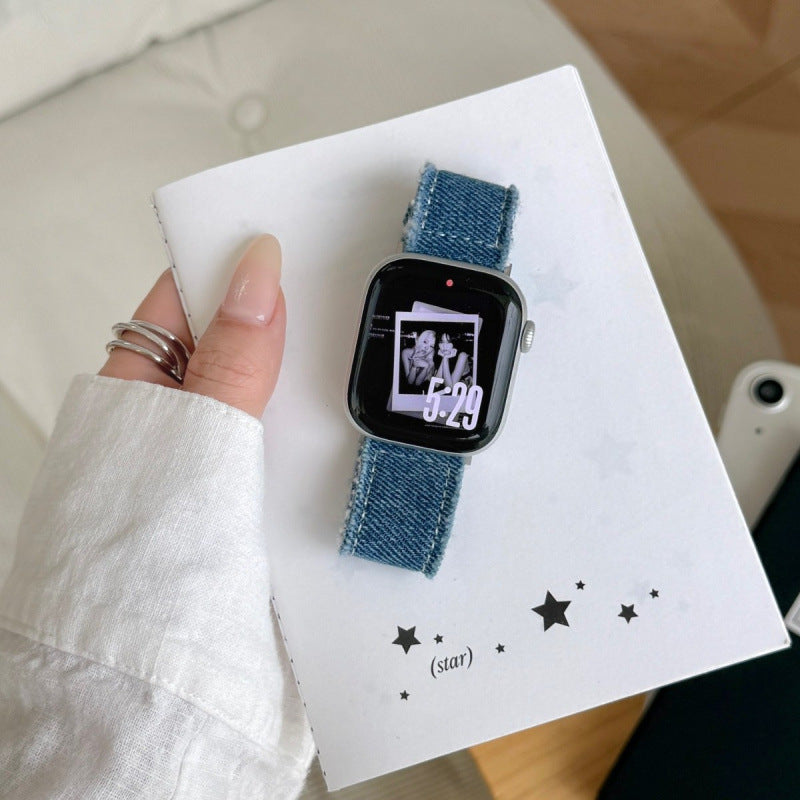 Bracelet de montre en cuir denim mode