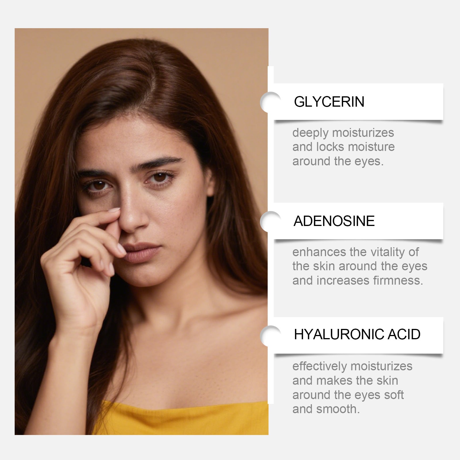 Hoygi crème oculaire hydratant Multi-Peptide crème oculaire élastique pour la peau délicate autour