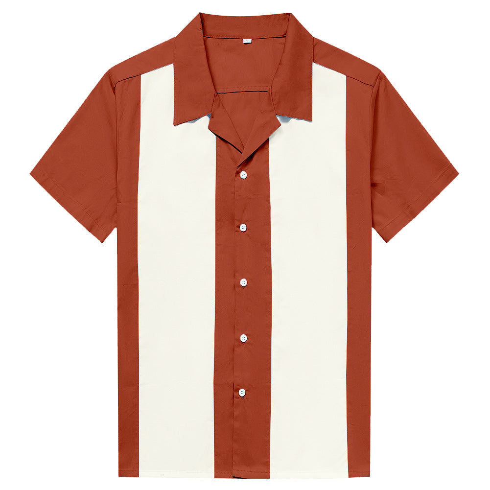 Ochre Beige Stitching homme rue punk Hip-hop chemise à manches courtes