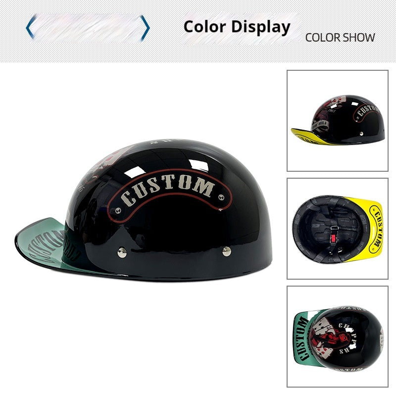 Casque Rétro Voiture électrique Femme Grande Chapeau Batterie Voiture d'équitation Casque universel