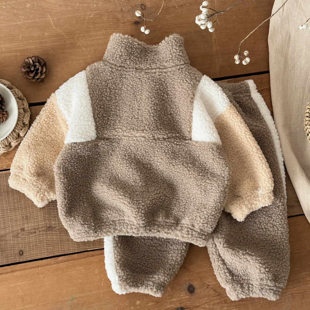Baby and Toddler Lambswool Stand Collar Demi-Zip Ensemble à deux pièces