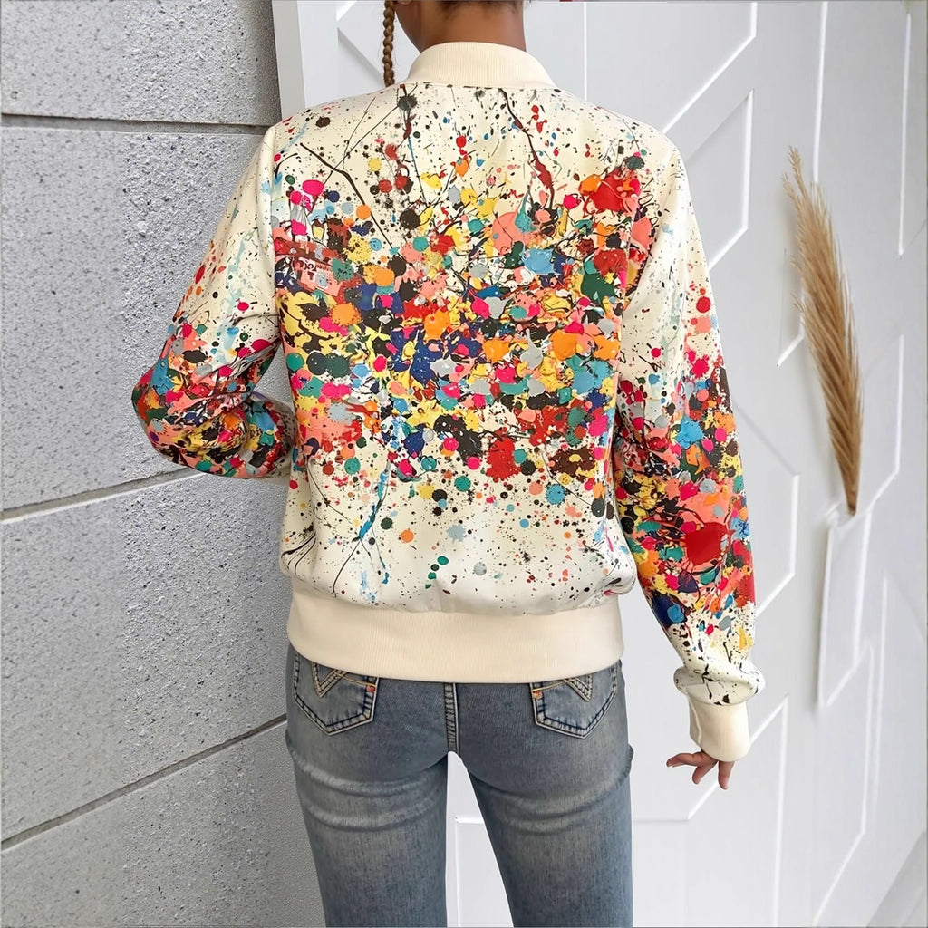 Veste extérieure zippée à la mode imprimée européenne et américaine
