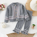 Vintage Jacquard Knit Cardigan Et les pantalons tricotés