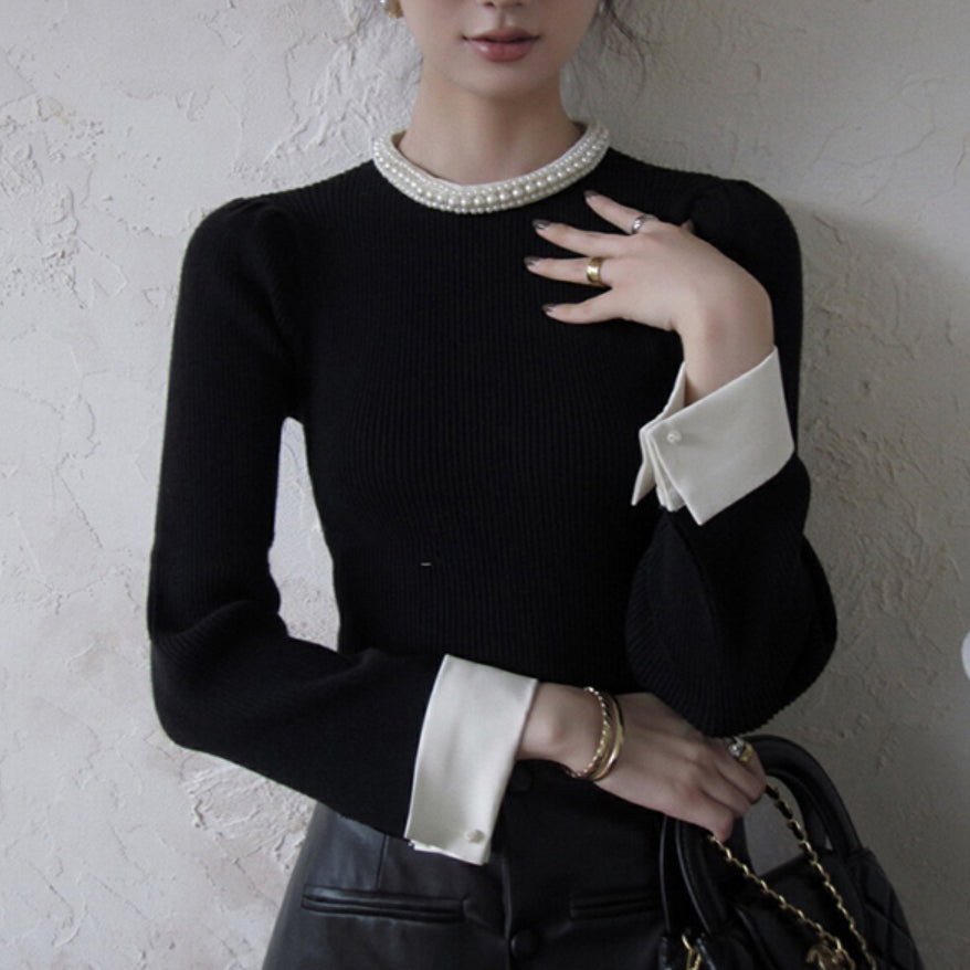 Femmes Sous-coucheuse de style Chanel Chandail d'automne précoce avec un sentiment texturé cozy
