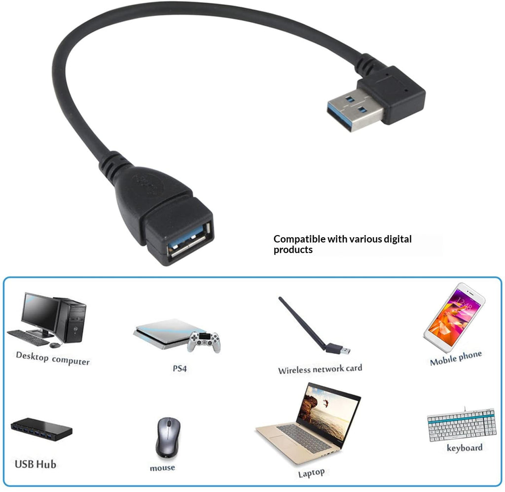 Extension cable with 90-degree bends in all directions