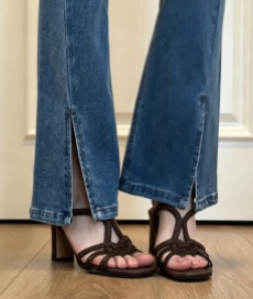 Femmes French Vintage Woven Cutout Ankle Strap Block Talon Sandales