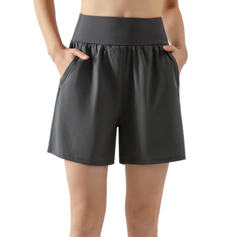 High Waist Abdomen Tuckin' Sports Shorts Été Femme Double Pocket Running Fitness Shor