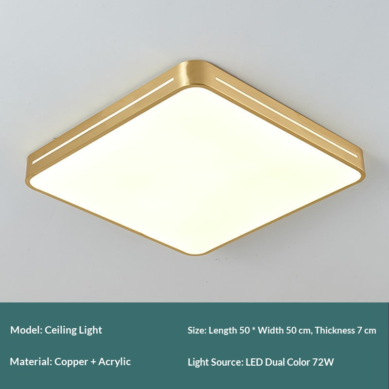 Lumière de plafond de chambre à trois couleurs tout-cuivre
