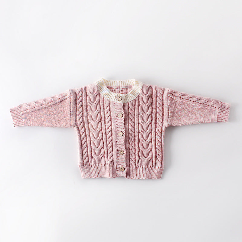 Chandail d'enfant Twist Knit Coat Top Cardigan tout-match