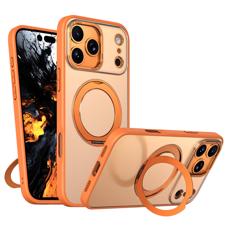 Coque de téléphone pivotant en orange avec support rotatif magnétique à 360 degrés et une peau mate comme F