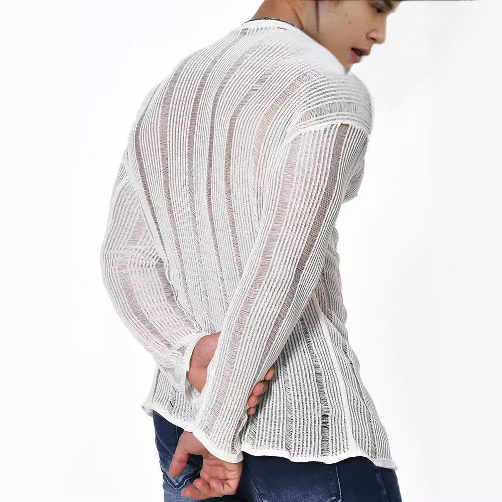 Manches longues Sweater enroulé pour hommes