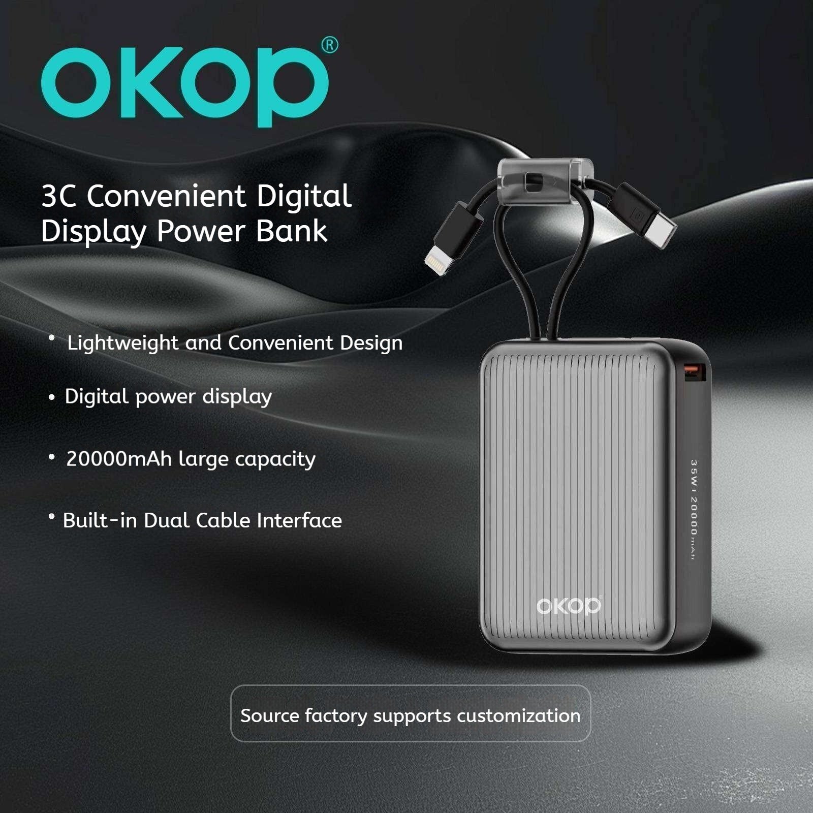 KP-724 20000mAh Banque de puissance haute capacité avec affichage numérique charge rapide 3C certifié F