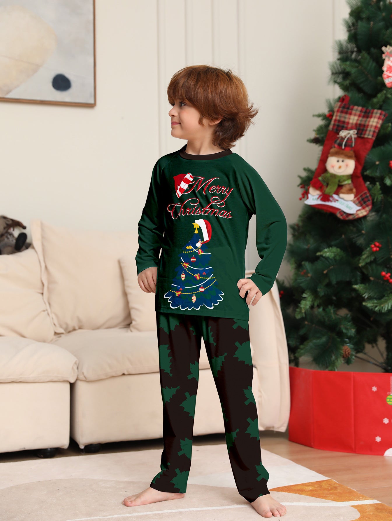 Pyjama à manches longues imprimé sapin de Noël
