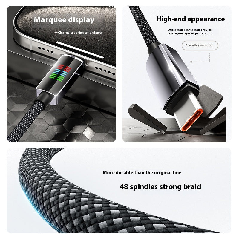 Câble de charge de lumière de course de type C Super Fast Charge 240W