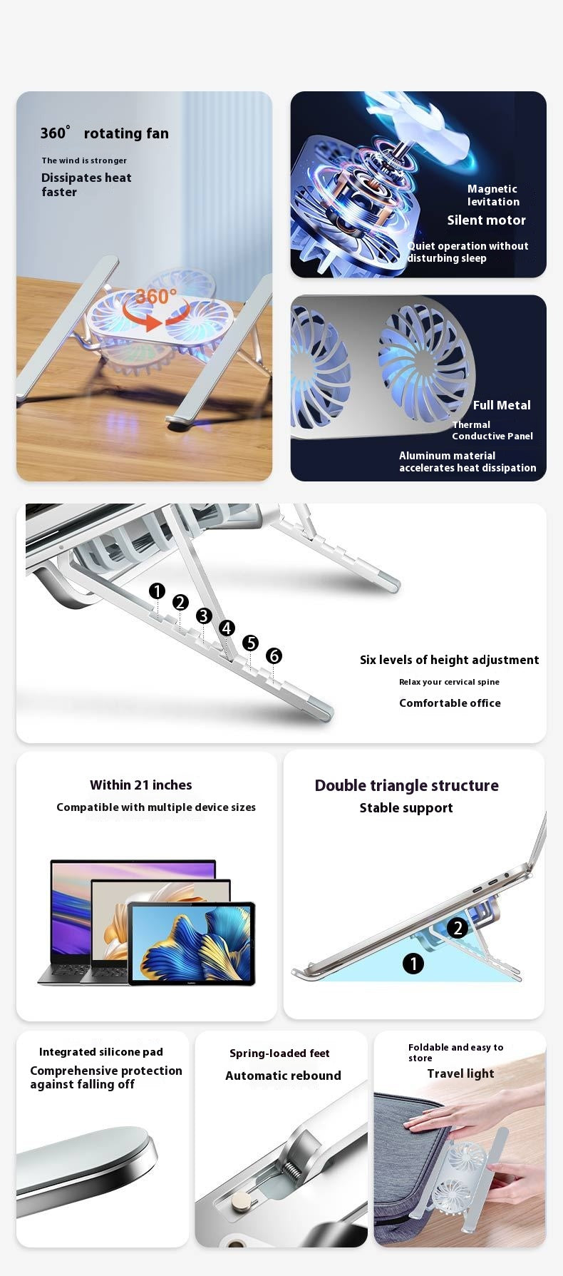 En alliage d'aluminium Notebook Stand Portable Polding Lifting Tablet Height Augmenter Bureau Tw