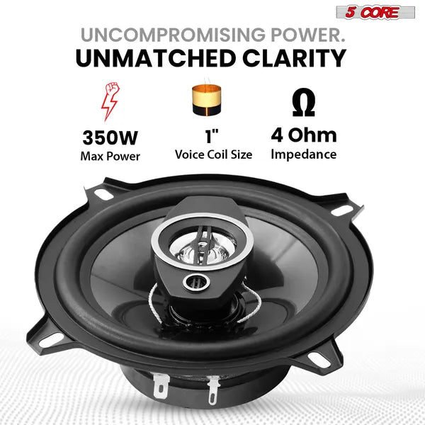 Haut-parleurs de porte de voiture coaxiaux 5' paire 350W 4Ohm 2 Way Composant Subwoofer Audio W Super