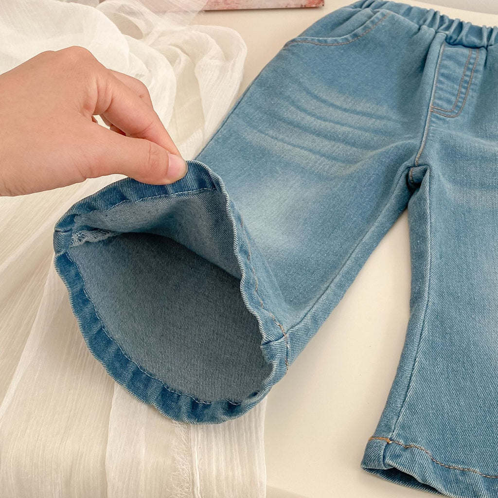 Bébés Style coréen Denim de couleur solide Jeans Versatile Pantalon enfant