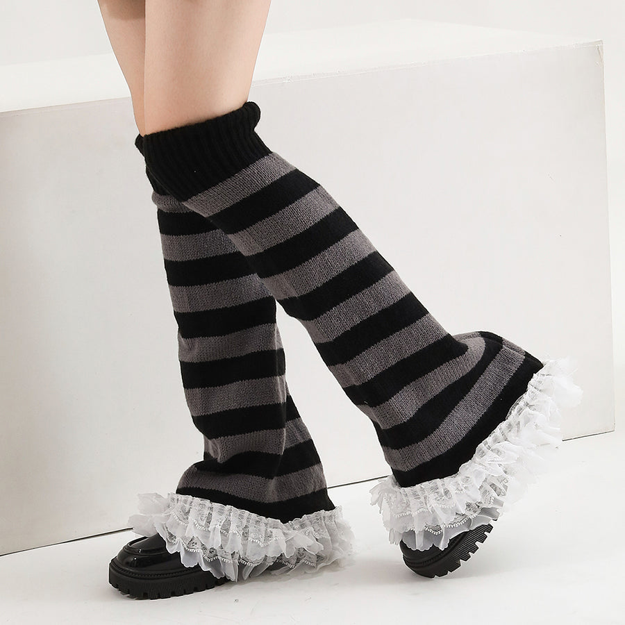 Filles Femmes Popular Knitted Flared Lace Jambe Warmer Pour Dansewear Daily Party Mute Lolita P