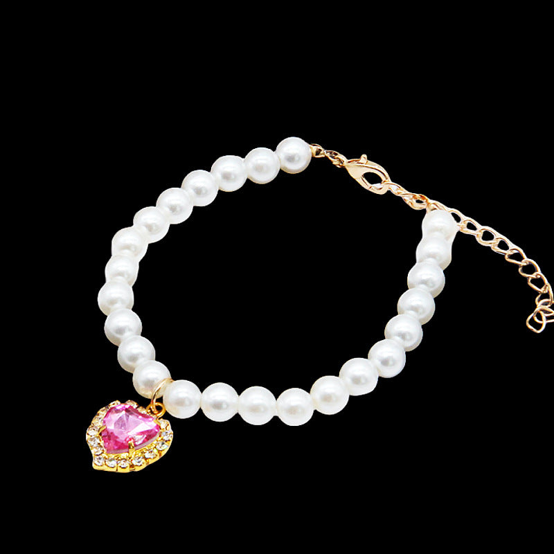Princess-style Colorful Acrylic Heart Strass Pendentif Collier Cat