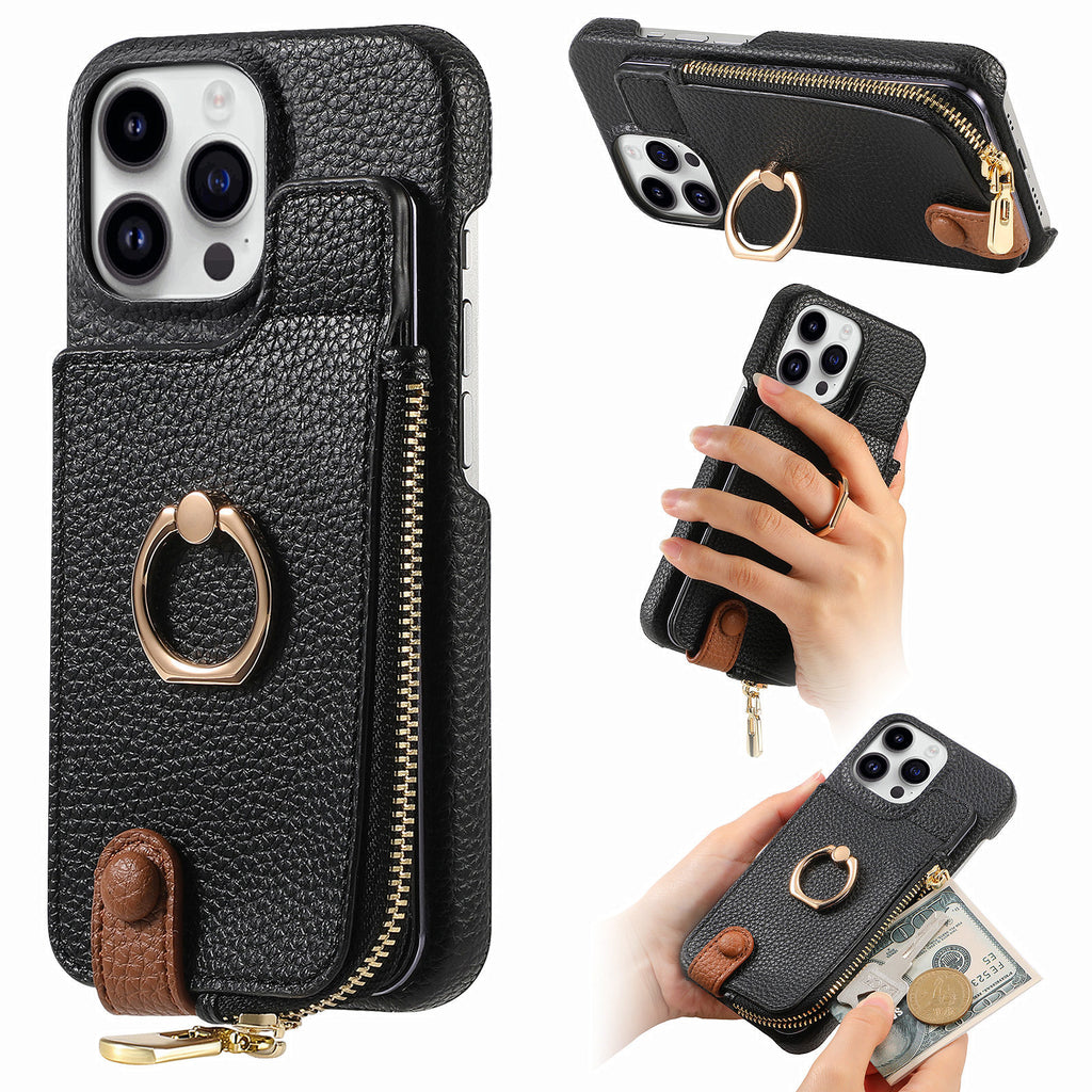 Convient pour 16 porte-carte Zipper porte-manteau de boîtier de téléphone