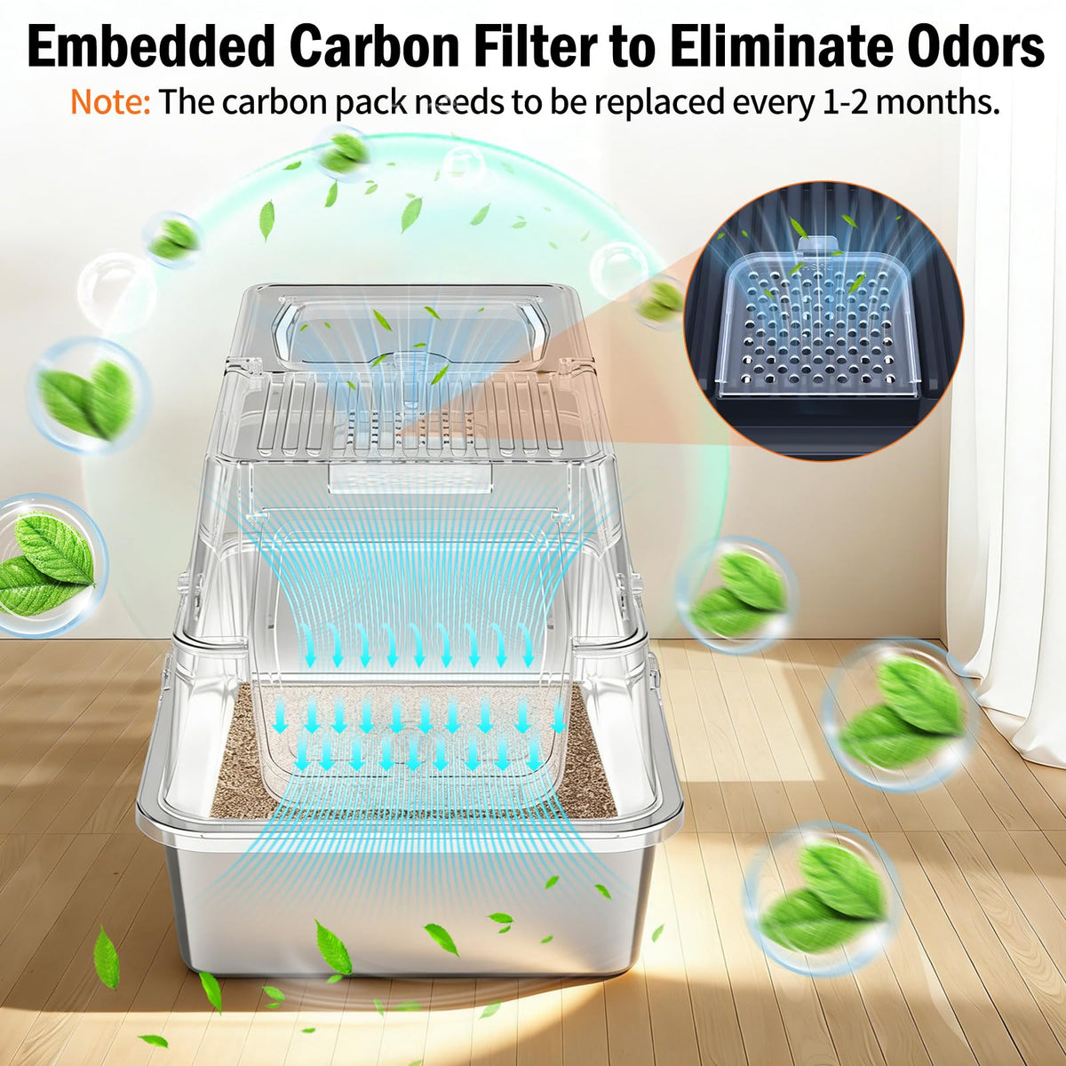 Boîte à litière en acier inoxydable avec couvercle