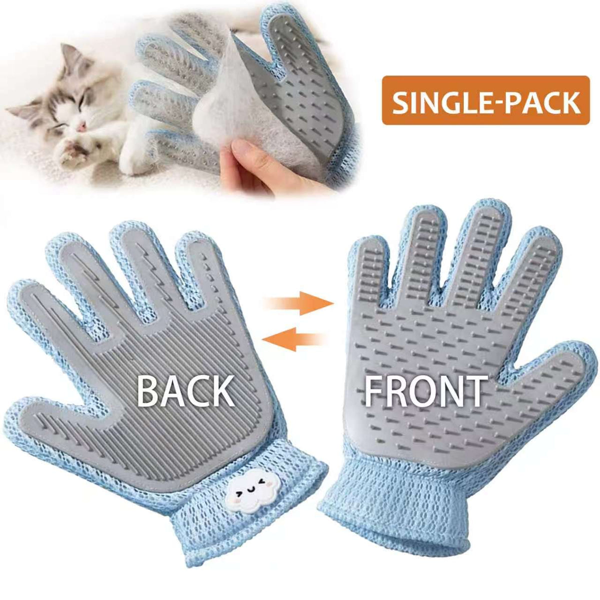 Gant de grooming 2in1 double côté pour animaux de compagnie