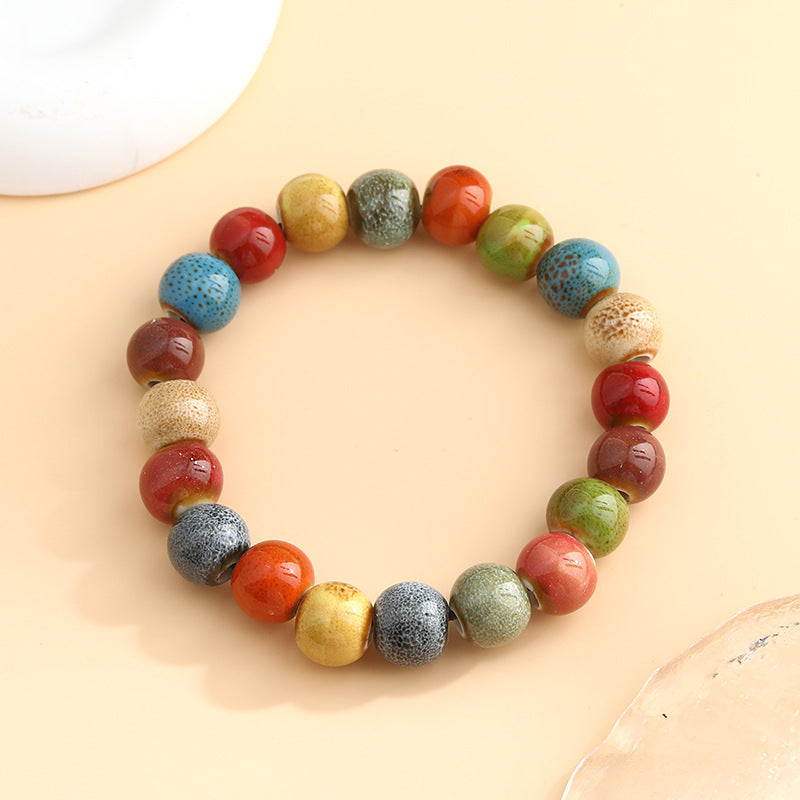 Rétro Scenery Dezhou Ceramic Bracelet Student Literary Ethnic Style National Tendance Perlée