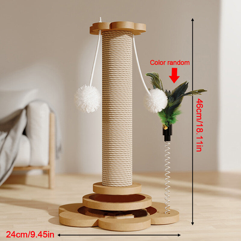 LARGE TALL CAT SCRATCHING POST STRONG NATURAL SISAL POLE HEAVY DUTY BASE 46CM